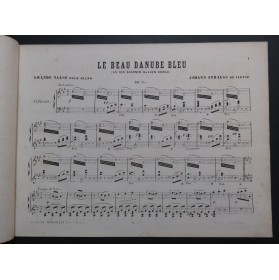 STRAUSS Johann Le Beau Danube Bleu Piano ca1880