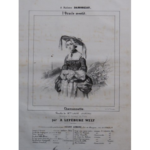LEFÉBURE-WÉLY A. L'Oracle mentit Chant Piano ca1840