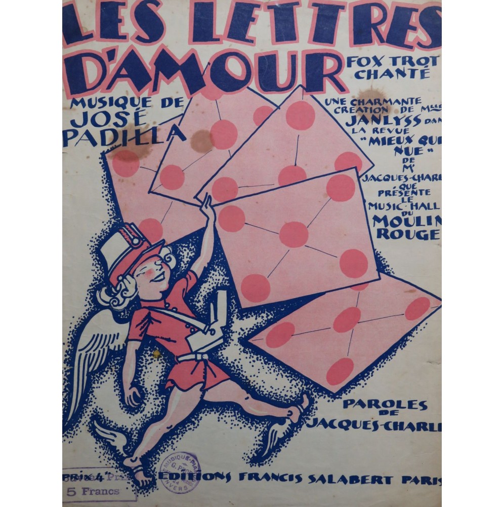 PADILLA José Lettres d'Amour Chant Piano 1925
