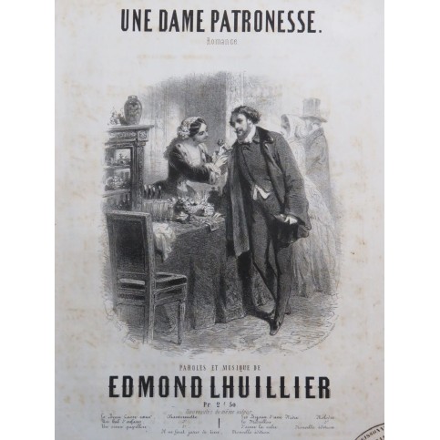 LHUILLIER Edmond Une Dame Patronesse Chant Piano ca1850