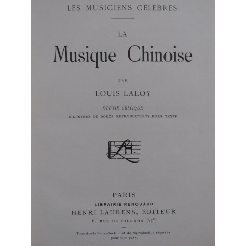 LALOY Louis La Musique Chinoise Étude Critique