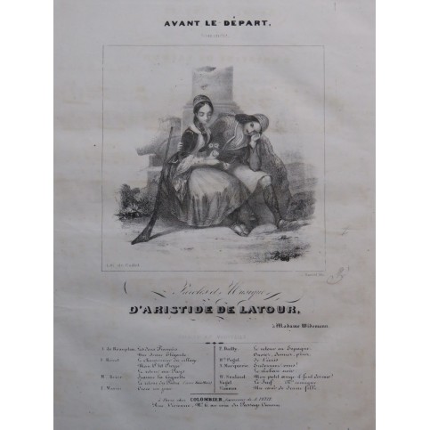 DE LATOUR Aristide Avant le Départ Chant Piano ca1840