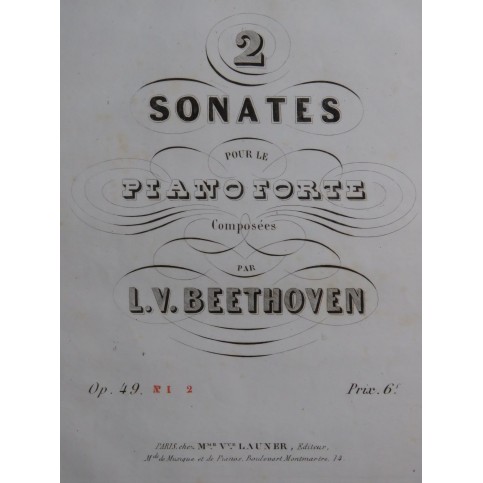 BEETHOVEN Sonates op 49 Piano ca1845