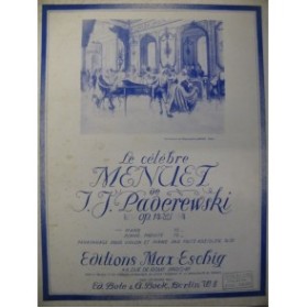 PADAREWSKI I. J. Menuet Piano ca1925