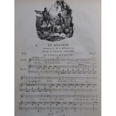 LABARRE Théodore Le Klephte Chant Piano ca1830