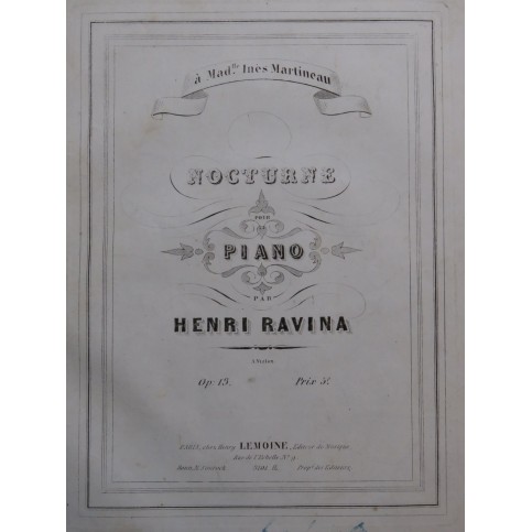 RAVINA Henri Nocturne op 13 Piano ca1845