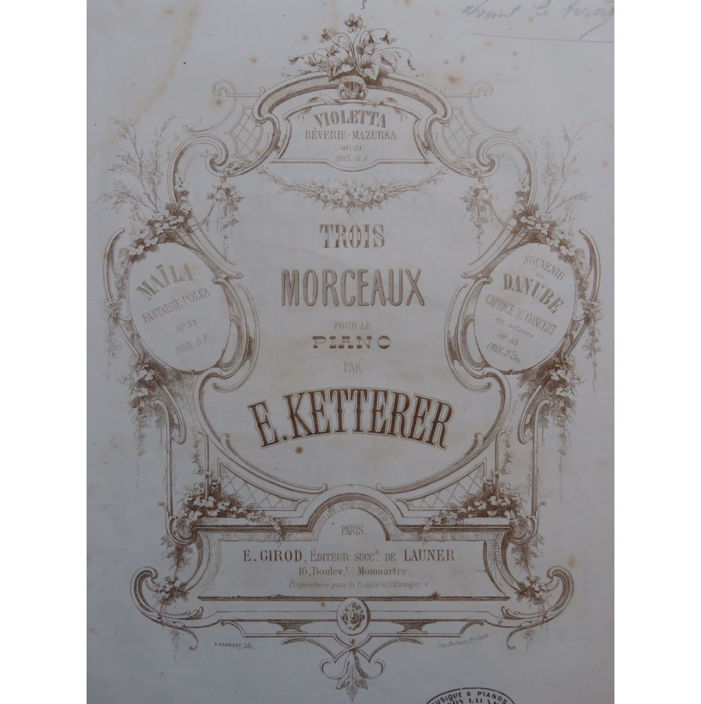 KETTERER Eugène Caprice de Concert op 53 Piano ca1857