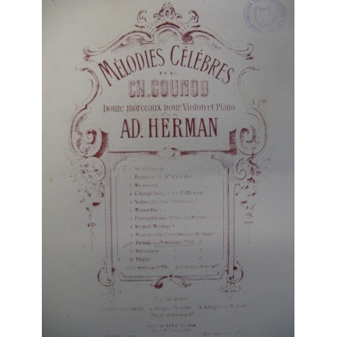 HERMAN A. Prélude Gounod Piano Orgue Violon XIXe
