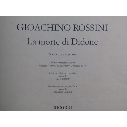 ROSSINI G. La Morte di Didone Opéra Chant Piano 1992
