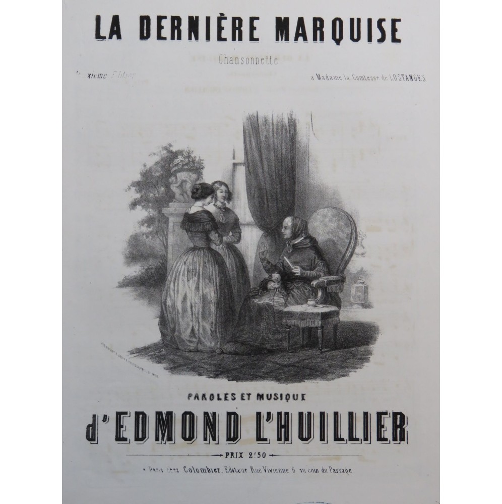L'HUILLIER Edmond La Dernière Marquise Chant Piano 1850
