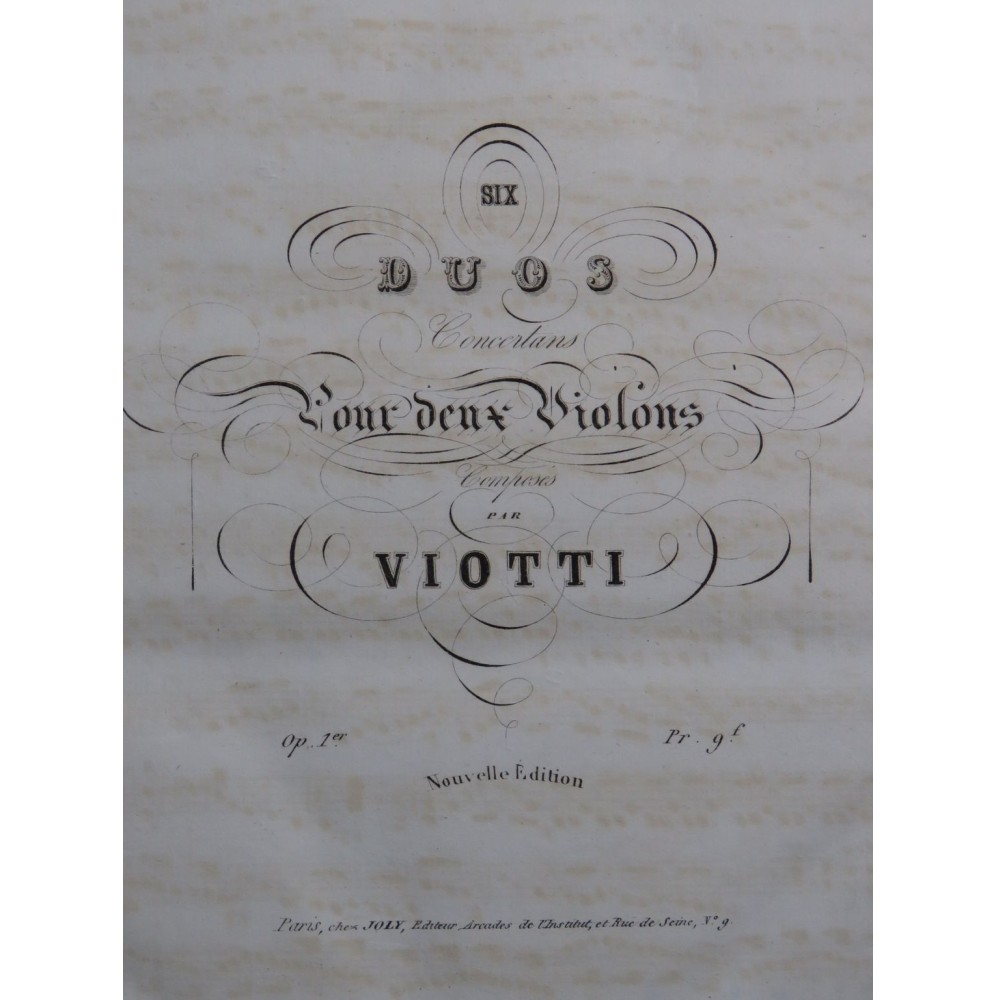 VIOTTI J. B. Six Duos Livre Ier W 4 pour deux Violons ca1820