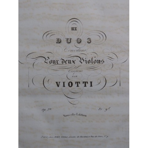 VIOTTI J. B. Six Duos Livre Ier W 4 pour deux Violons ca1820