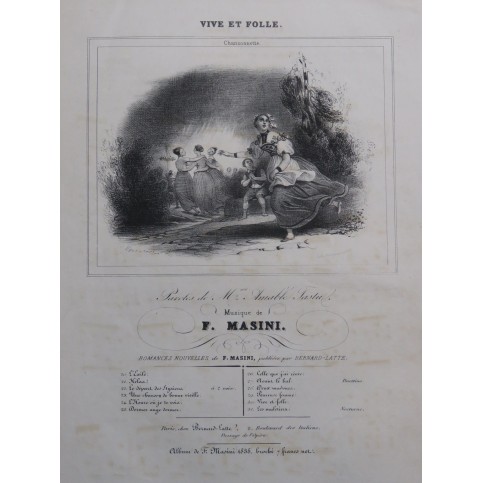MASINI F. Vive et Folle Chant Piano ca1840