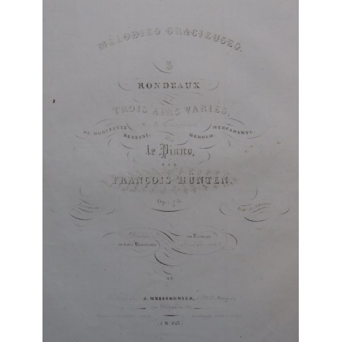 HÜNTEN François Rondeau et Air Varié op 78 Piano 1836