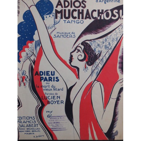 SANDERS Adios Muchachos ! Piano 1929