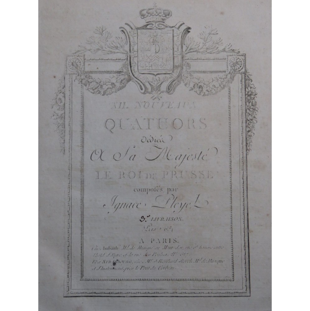PLEYEL Ignace Trois Quatuors B. 337-339 Alto 1787