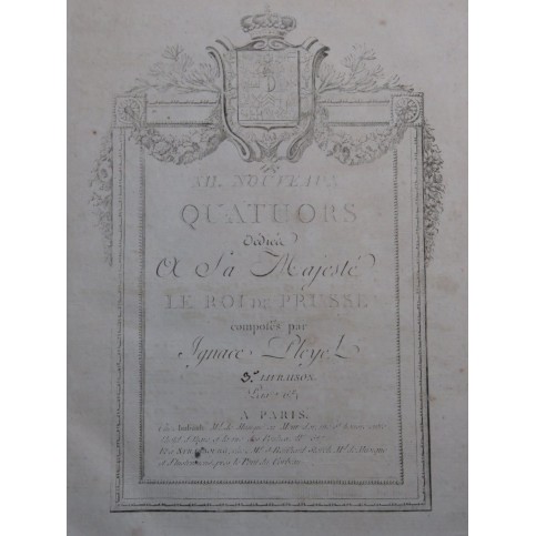 PLEYEL Ignace Trois Quatuors B. 337-339 Alto 1787