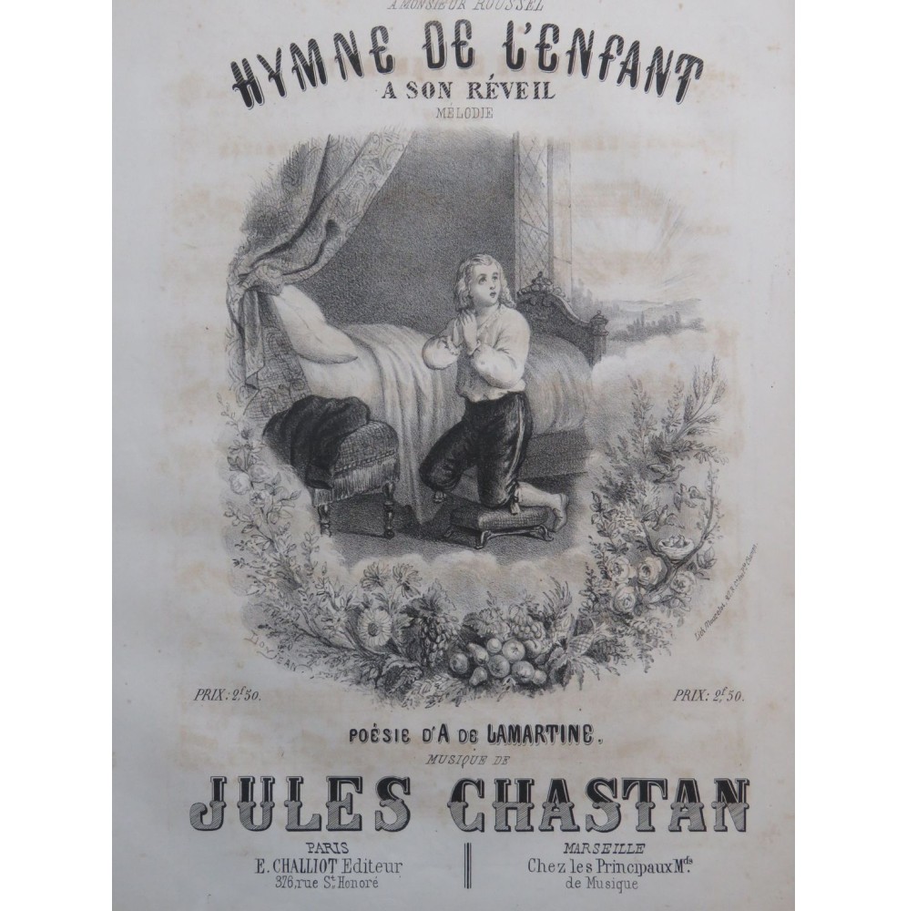 CHASTAN Jules Hymne de l'Enfant Chant Piano ca1850