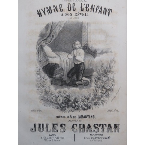 CHASTAN Jules Hymne de l'Enfant Chant Piano ca1850