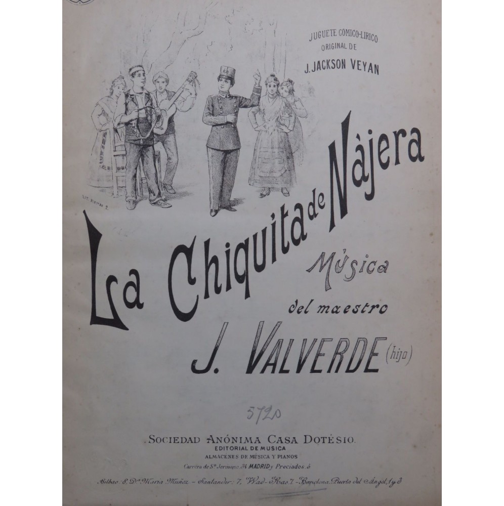 VALVERDE Joaquin La Chiquita de Najera Juguete Chant Piano 1898