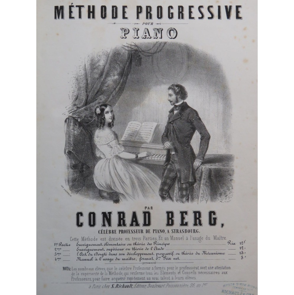 BERG Conrad Méthode Progressive pour Piano ca1845