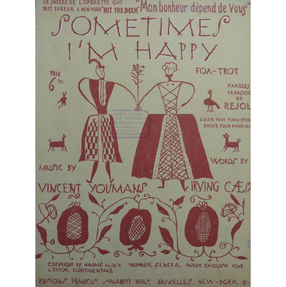 YOUMANS Vincent Sometimes I'm Happy Piano 1927