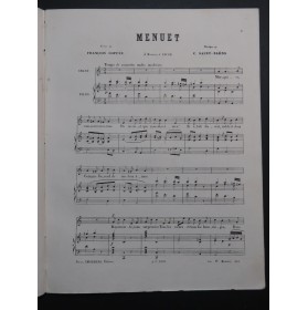 SAINT-SAËNS Camille Menuet Chant Piano ca1872