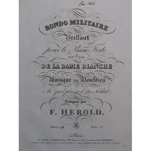 HEROLD Ferdinand Rondo Militaire Brillant op 41 Piano ca1825