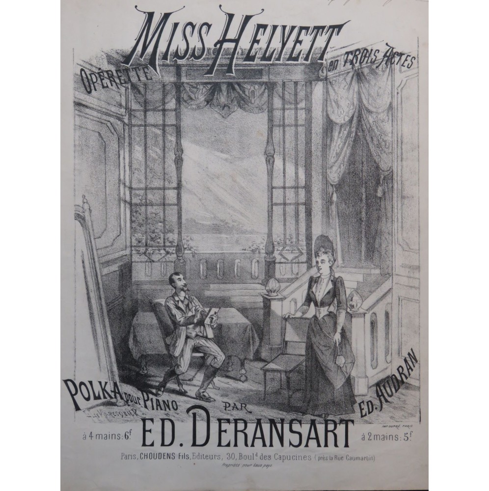 DERANSART Edouard Miss Helyett Polka Piano ca1890