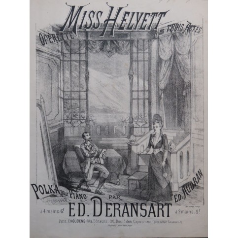 DERANSART Edouard Miss Helyett Polka Piano ca1890