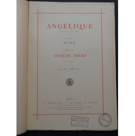 IBERT Jacques Angélique Opéra Chant Piano 1926