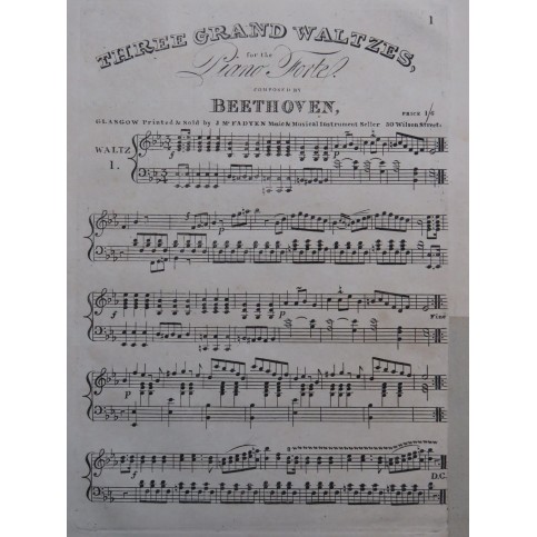 BEETHOVEN Three Grand Waltzes Piano ca1830