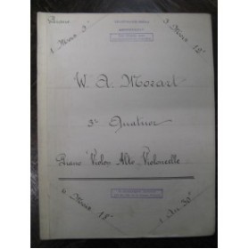 MOZART W. A. Quartette No 3 Piano Violon Alto Violoncelle XIXe