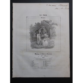 GRISAR Albert La Peur Dédicace Chant Piano ca1840