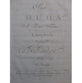 FODOR Josephus Six Duos...