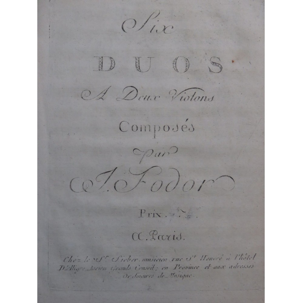 FODOR Josephus Six Duos pour 2e Violon XVIIIe siècle
