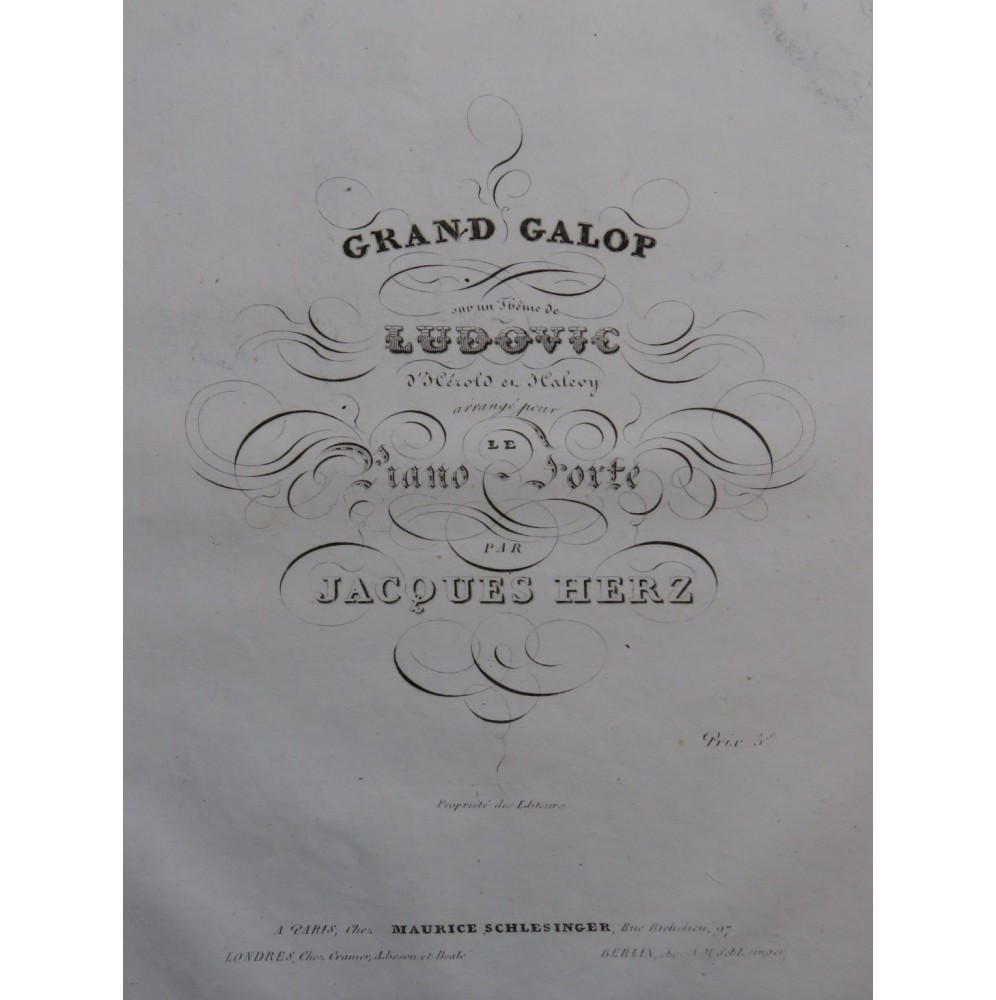 HERZ Jacques Grand Galop Piano ca1834
