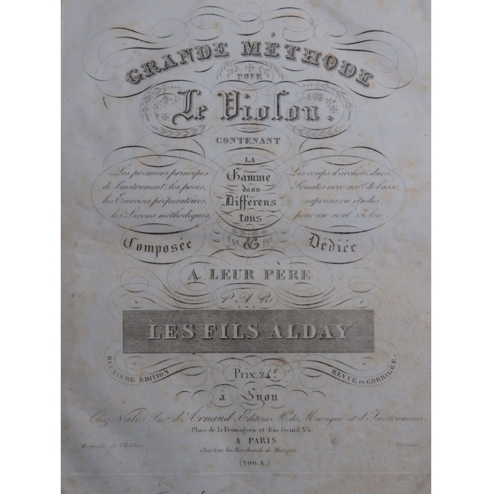 ALDAY Grande Méthode pour le Violon XIXe