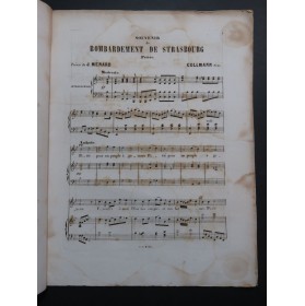 COLLMANN Père Souvenir du Bombardement de Strasbourg Chant Piano ca1870