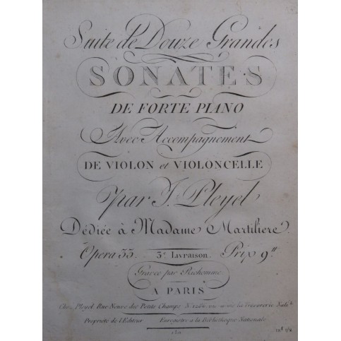 PLEYEL Ignace Trois Sonates op 33 Piano ca1798
