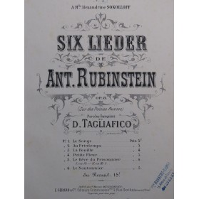 RUBINSTEIN Antoine Au Printemps op 8 No 2 Chant Piano ca1877