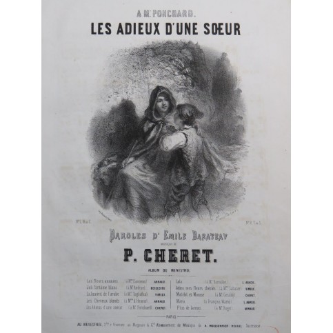 CHERET P. Les Adieux d'une sœur Chant Piano ca1840