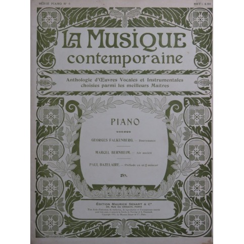 FALKENBERG BERNHEIM BAZELAIRE Pièces Piano 1913