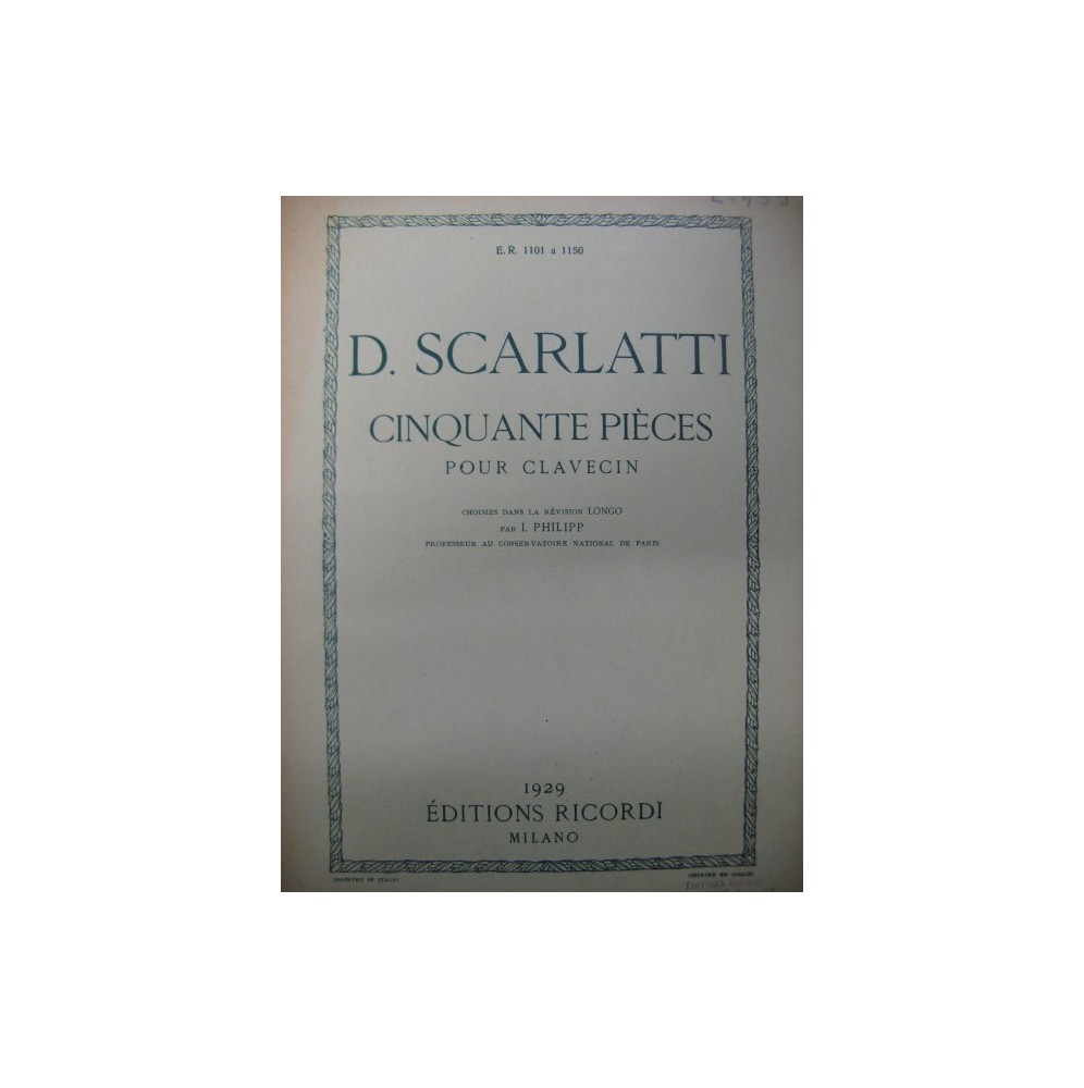 SCARLATTI D. Sonate No 455 Clavecin 1929