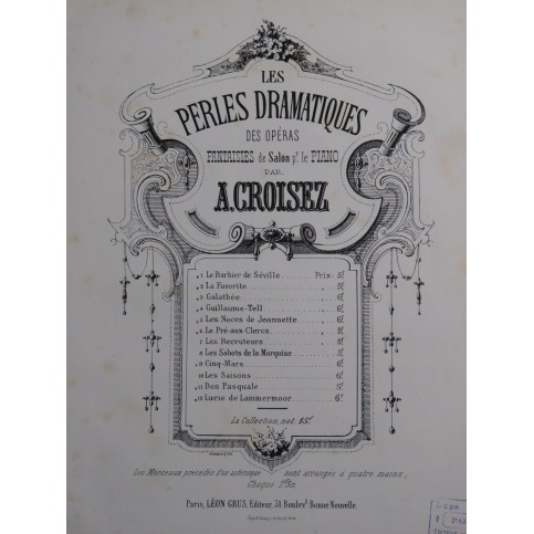 CROISEZ Alexandre Guillaume Tell Caprice Piano ca1865