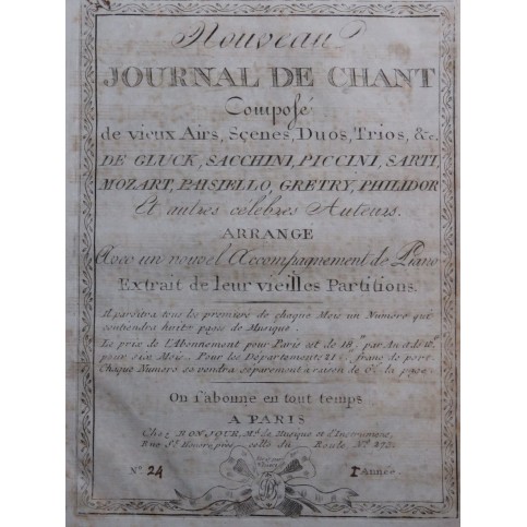 GLUCK C. W. Iphigénie en Aulide Air Chant Piano XVIIIe