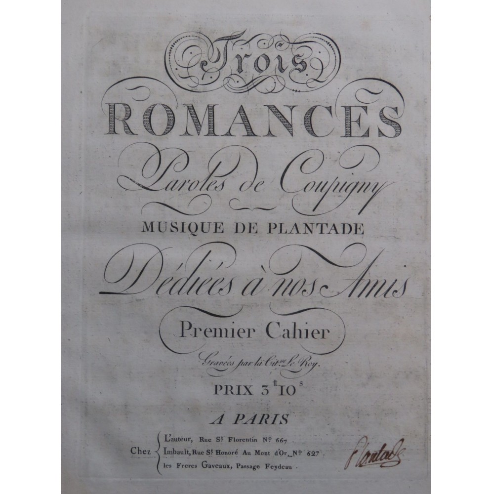 PLANTADE Charles Invitation à Zélie Signature Chant Piano ca1797