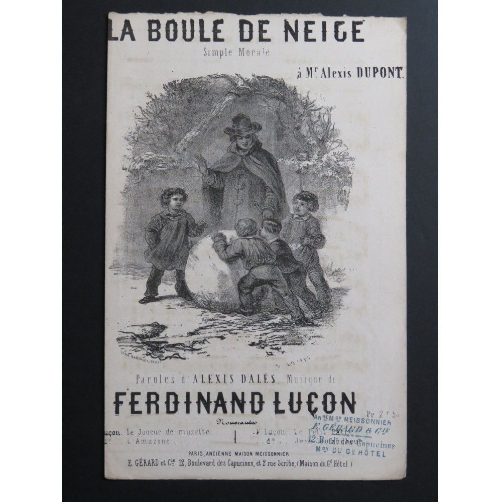 LUÇON Ferdinand La Boule de Neige Chant Guitare ca1860