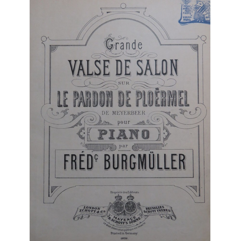 BURGMÜLLER Frédéric Grande Valse de Salon Piano XIXe