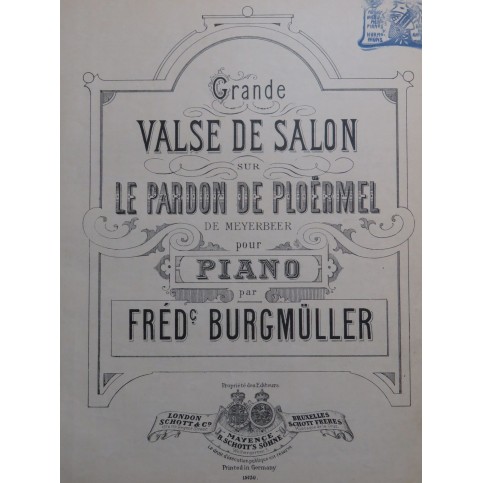 BURGMÜLLER Frédéric Grande Valse de Salon Piano XIXe